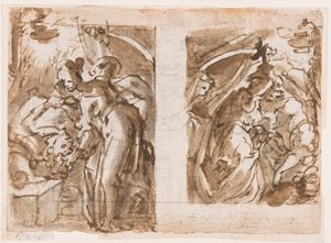 Recto: Holofernes meggyilkolásának Judit két képe; Verso: Szökőkút Fiesole-ban alkotó: Jan van der Straet, called Stradanus