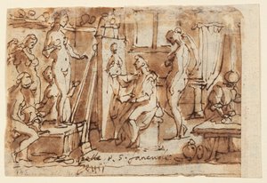 Jobbra: Zeuxis Helén festmény; Verso: Íme az ember alkotó: Jan van der Straet, called Stradanus