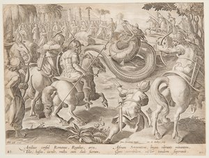 Attilius Regulus római konzul egy óriási afrikai kígyóval harcban, 25-ös tábla a Wild Hunts sorozatban