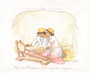 Arab fiúk, karácsonyi üdvözlőlap (chromolitho)
