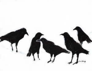 A Murder of Crows, 2019 körül (szén és gesso, papír)