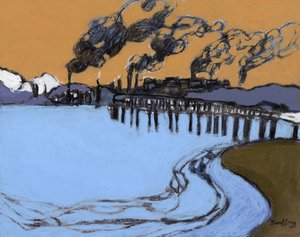 Anacortes Smokeshow, 2024 körül (szén, akvarell és kazein, papír) alkotó: Janel Bragg