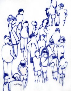 Crowd in Blue, 2024 körüli (vegyes technika, papír) alkotó: Janel Bragg