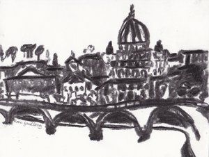 Szent Péter bazilika Róma, 2014 körül (szén, papír) alkotó: Janel Bragg