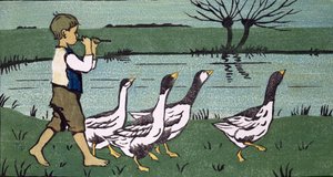 A körmenet (fametszet papírra) alkotó: Janet Fisher