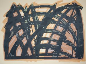 Head On (iii), 2014 (láncfűrész fametszet és szitanyomás)