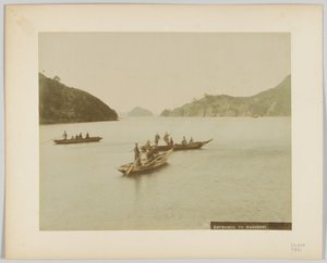 Nagasaki, Japán bejárata (kézzel színezett fekete-fehér fotó) alkotó: Japanese Photographer