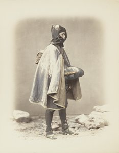 Japán férfi a hóban (kézzel festett fekete-fehér fotó) alkotó: Japanese Photographer