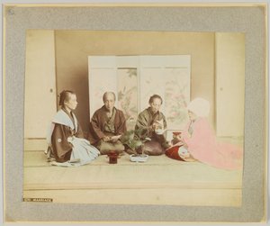 Japán esküvői szertartás (kézzel színezett fekete-fehér fotó) alkotó: Japanese Photographer