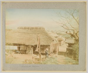 Parasztház, Japán (kézzel színezett fekete-fehér fotó) alkotó: Japanese Photographer