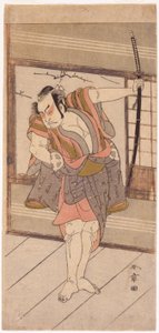 Színész karddal (fa blokknyomat) alkotó: Japanese School