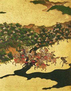 Hogen-i csata 1156-ban, Momoyama-korszak (1568-1615) (tinta papíron) alkotó: Japanese School