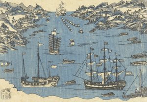 Külföldi hajók bunkindónyomata Nagaszaki kikötőjében, 1800-50 alkotó: Japanese School