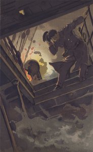 Hirose parancsnok keresi Sugino (chromolitho) hadrendészeti tisztet alkotó: Japanese School