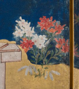 Részlet a Tavasz a palotában, hatszoros képernyő a Genji meséjéből, 1650 körül (tinta, színek és arany papíron) alkotó: Japanese School