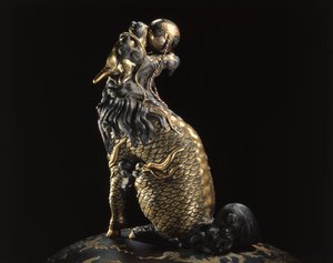 Részlet egy füstölő végéről, Kylin, Meiji-korszak alakjában, 19. század vége (bronz) (260969 részlet) alkotó: Japanese School