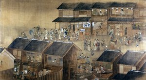 Edo by Night (tinta és színezés papíron) alkotó: Japanese School