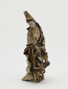 Kannon figurája halat a kosárban tartva, Meiji-korszak (kerámia) alkotó: Japanese School