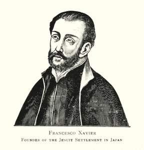 Francesco Xavier, a japán jezsuita telep alapítója (litho) alkotó: Japanese School