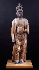 Juichimen Kannon (Tizenegyfejű Kannon), Heian-korszak, 10. század eleje (tömör fatömb szerkezet, polikróm nyomokkal) alkotó: Japanese School