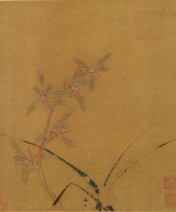 Orchideák (tinta selyemre) alkotó: Japanese School