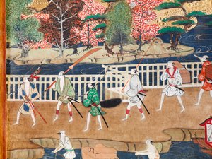 Osakazu Byobu - japán nyolctáblás hajtogatott paraván (festmény) alkotó: Japanese School