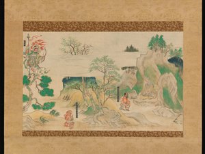 Jelenet a Jin’?ji templom illusztrált legendáiból alkotó: Japanese School