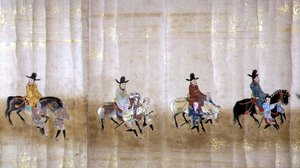Korea hatodik nagykövetsége Japánban a Meireki 1-ben, Tokugawa Ietsuna utódlása idején, 1651-ben, valószínűleg Kano Masunobu (1625-94) (tekercses festmény) (részlet) alkotó: Japanese School