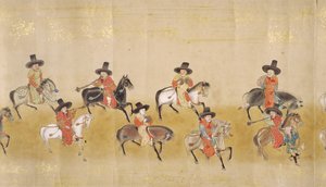 Korea hatodik nagykövetsége Japánban a Meireki 1-ben a Tokugawa Ietsunas utódlás idején, 1651-ben, valószínűleg Kano Masunobu (1625-94) (tekercses festmény) (részlet) alkotó: Japanese School
