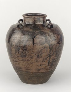 Tealevél tárolóedény négy füllel, szögletes vállon, Toki vagy Mizunami, Gifu prefektúra, Edo korszak (kerámia) alkotó: Japanese School