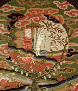 A teknős és a nyúl, Edo-korszak (1600-1868) (selyemhímzés) (részlet) alkotó: Japanese School