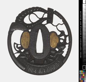 Tsuba: Virágok, kasza, kötél, 18. eleje század (vas) alkotó: Japanese School