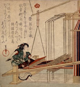 Szövés Japánban a 18. században. alkotó: Japanese School
