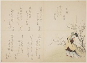 Nő kínai udvari öltözetben, 1830-44 körül (színes fatömbmintás, karazuri bundán) alkotó: Japanese School