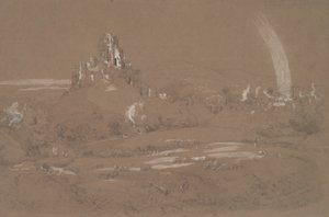 Korfu vára és városa a Cromwell-árokból alkotó: Jasper Francis Cropsey
