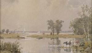 Hackensack Meadows, 1890. alkotó: Jasper Francis Cropsey