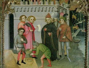 A gabona csodálatos szaporítása, részlet a Bari Szent Miklós oltárképről alkotó: Jaume Cabrera