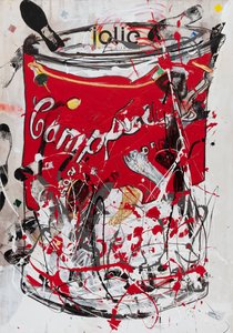 Jolie Soup Can, 2019 (házfesték és tinta vászonra) alkotó: Jay Batlle