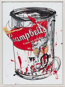 Soup Can 3 NewYorker, 2019 (házfesték és tinta vászonra) alkotó: Jay Batlle