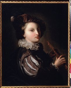 ""A fiatal oldal Mirlitonnal"" (Page With A Reed Pipe) Jean Alexis Grimou (1678-1733) festménye, 18. század. Rokokó. Olajfestmény. Puskin Múzeum Moszkva