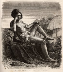 A márkiek szigetvilágában élő Taio-Hae (vagy Taio Hae) bennszülött asszonya, tetovált lábait közönyösen megmutatva, A.Rixens 1872-1874-es Csendes-óceáni emlékeit illusztráló rajza nyomán A. Pailhes, egy hajótábla, amelyet a „Le t