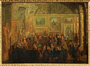 A Louvre-i Diane-szalon látképe;a Festészeti Akadémia ülése ... alkotó: Jean Baptiste (after) Martin
