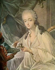 Madame Du Barry és a Zamore oldal, a "XVIII. századi francia színes prins"-ből. alkotó: Jean-Baptiste Andre (after) Gautier Dagoty