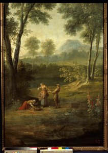 Az öt érzékszerv: „” a szag”” Jean Baptiste Oudry (1686-1755) dekoratív táblájának részlete, 1749 Versailles, musee du chateau. alkotó: Jean Baptiste Oudry