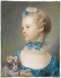 Lány macskával alkotó: Jean-Baptiste Perronneau