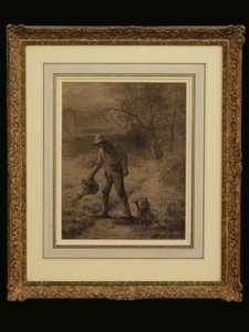 Paraszt a kertjében, 1860 körül (kréta papíron) alkotó: Jean Francois Millet