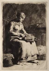 Gyapjú kártoló nő alkotó: Jean-Francois Millet