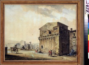 Róma, Poncius Pilátus háza (Kr. e. 10-39) (Róma, Poncius Pilátus háza). Jean Francois Thomas de Thomon (1754-1813) festménye. Akvarell és tus papírra, 36,7 x 46,6 cm