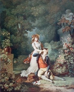 A meglepett szerető, vésette: Charles Melchior Descourtis (1753-1820) (színes metszet) alkotó: Jean Frederic (after) Schall