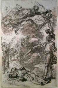 Orlando visszatér Bireno Olympiába (kréta és mosás, papír) alkotó: Jean Honore Fragonard